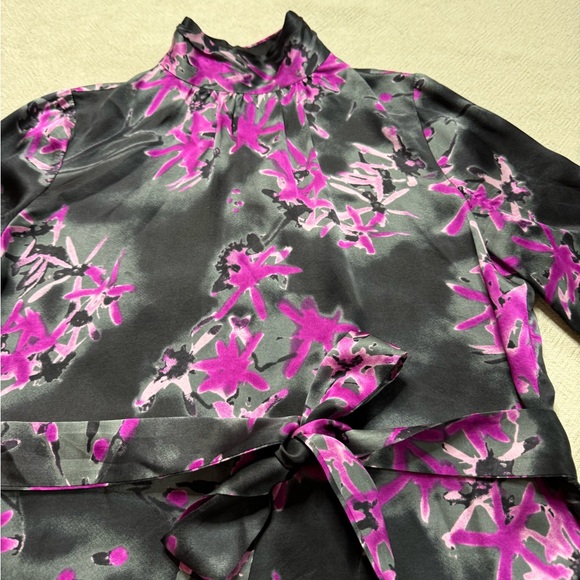 Milly Sherie Silk Black Dark Floral Mini Dress 8 - Picture 9 of 10